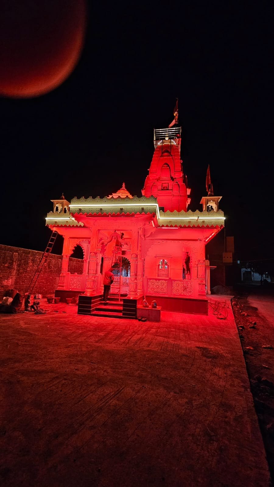 Shree Sankatmochan Hanuman Mandir — RGB Red Illumination