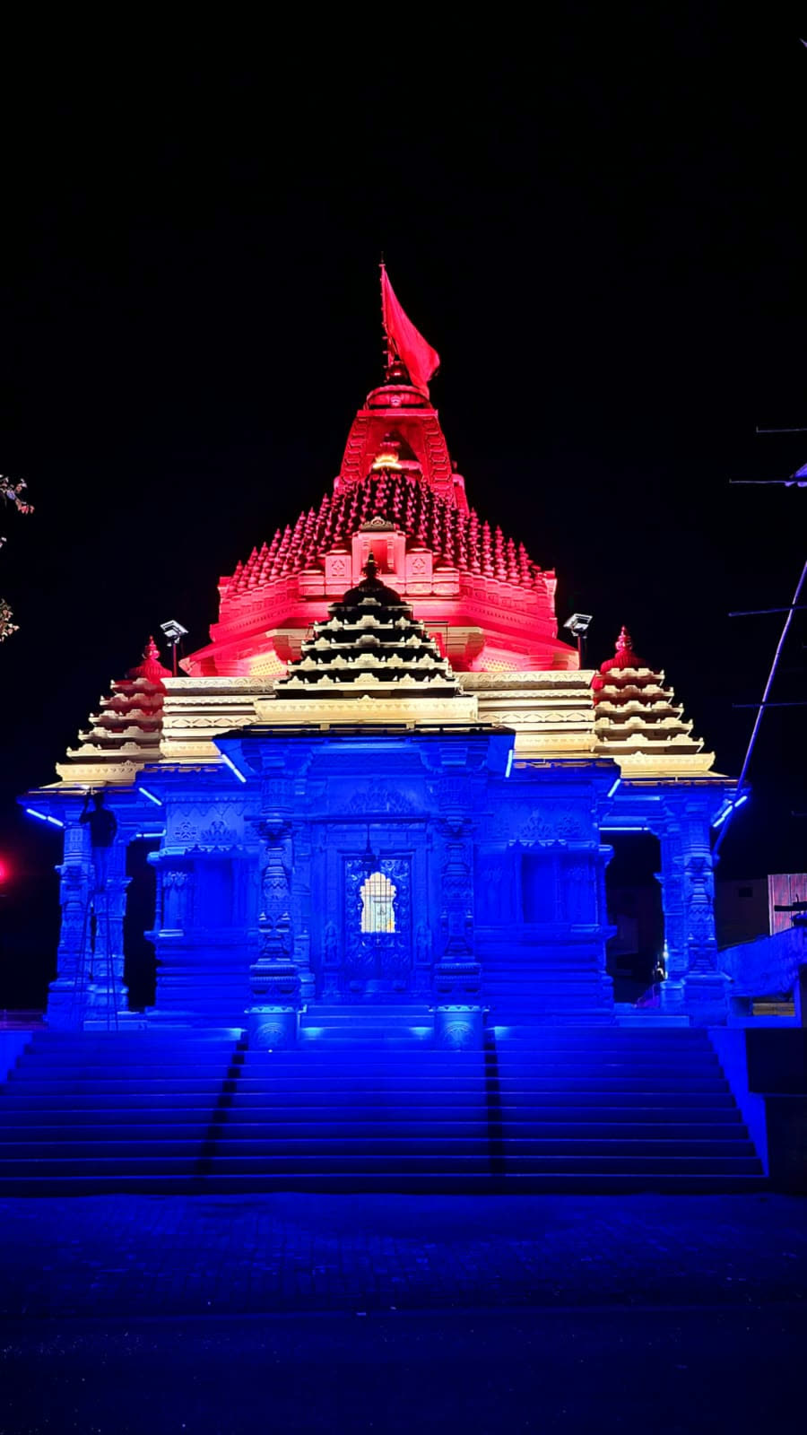 Borvat Hanuman Ji Temple — Blue & Red Illumination, RAJASTHAN